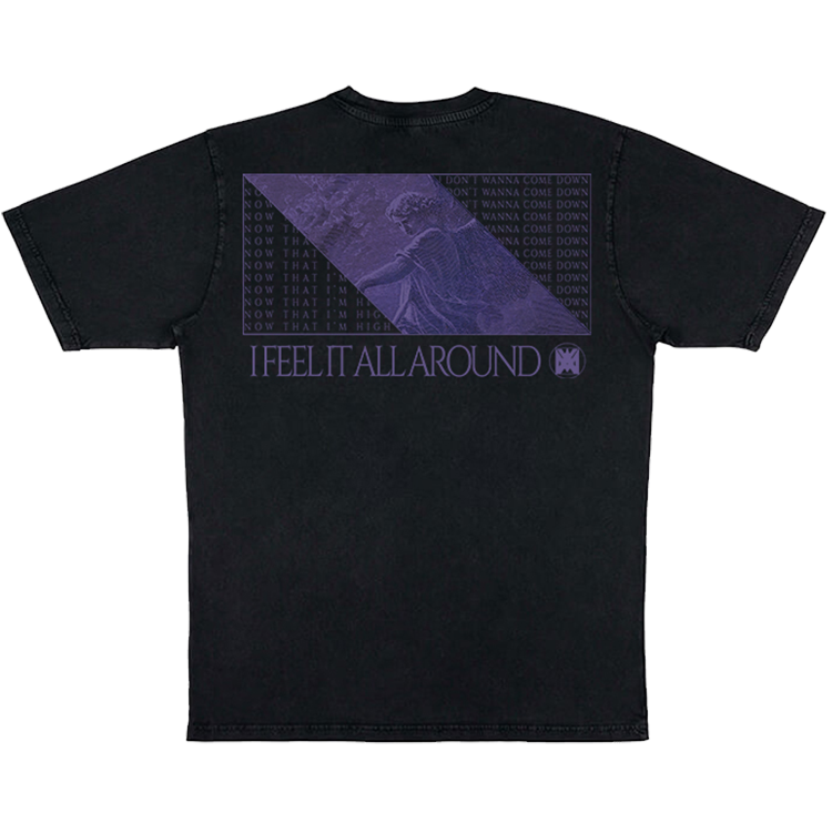 'Feeling It' Oversized Tee - Black Stone Washed
